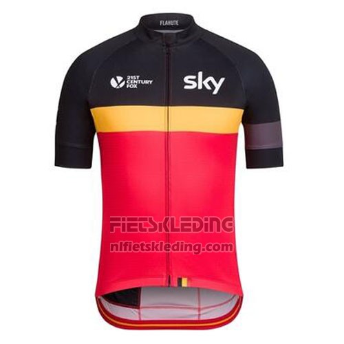 2016 Fietskleding UCI Wereldkampioen Lider Sky Zwart en Rood Korte Mouwen en Koersbroek